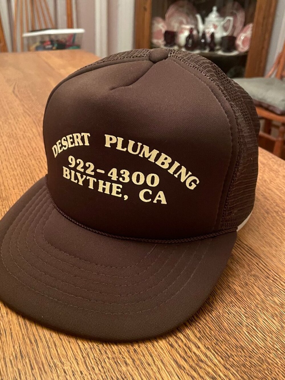 Vintage Desert Plumbing Blythe California Brown Snapback Trucker Hat Cap